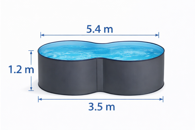 Basic 8-tals Pool 5,4 x 3,5 x 1,2m - Antracit
